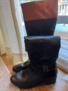 SO Black & Brown Fold-Over Ankle Boots